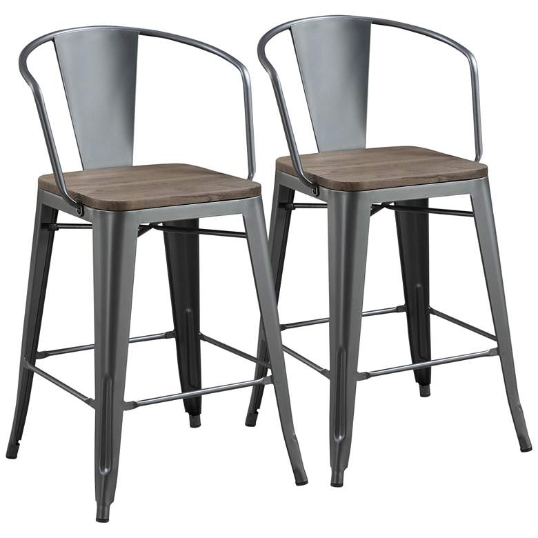 Image 1 Mayfield 25 1/2 inch Dark Bronze Counter Stools Set of 2
