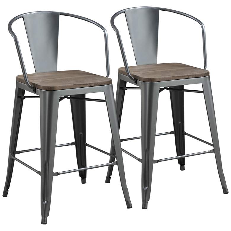 Image 1 Mayfield 25 1/2" Dark Bronze Counter Stools Set of 2