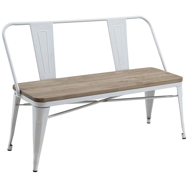 Image 1 Mayfield 45" Wide White and Dark Oak Wood Seat Bench