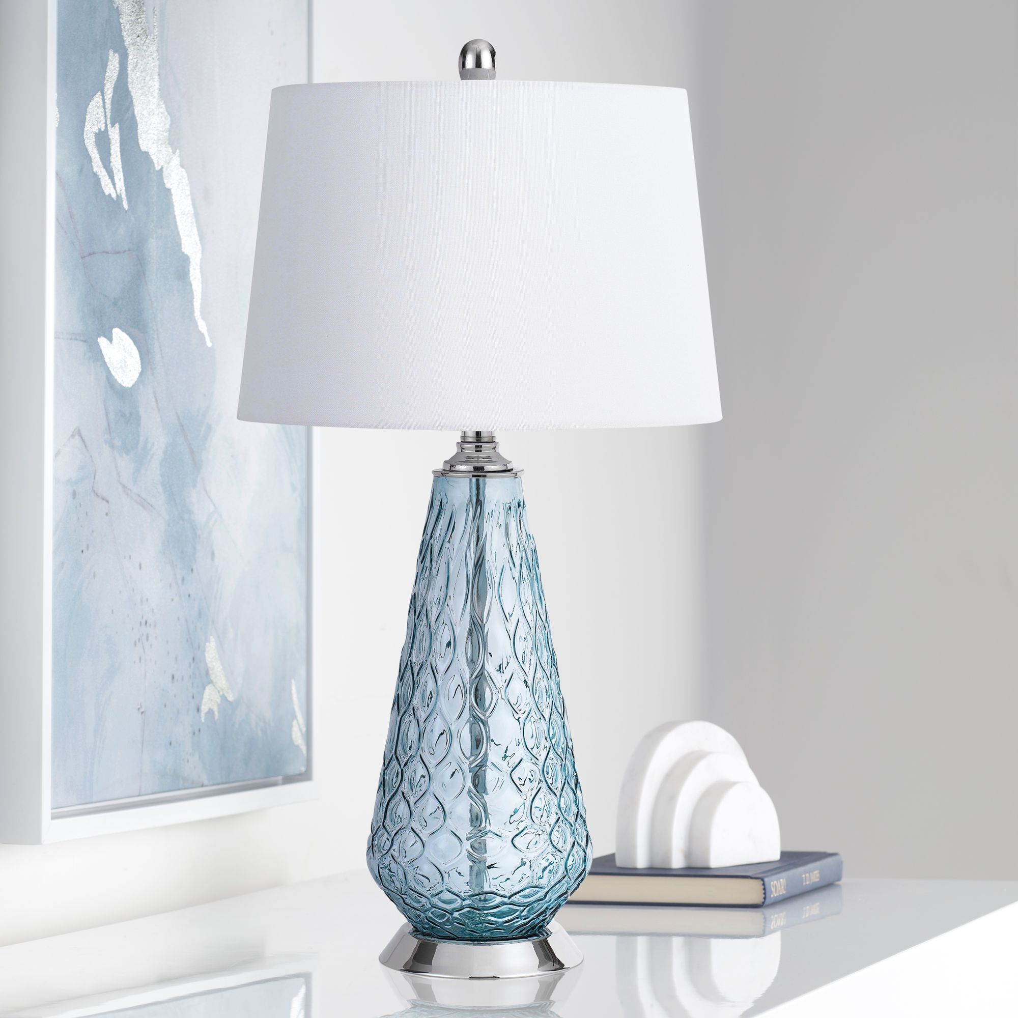 Mayfield Aqua Blue Glass Teardrop Table Lamp