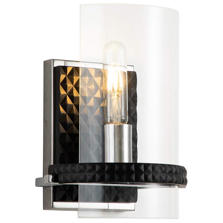 Image 1 Mazant 1 Light Wall Sconce in Black and Chrome