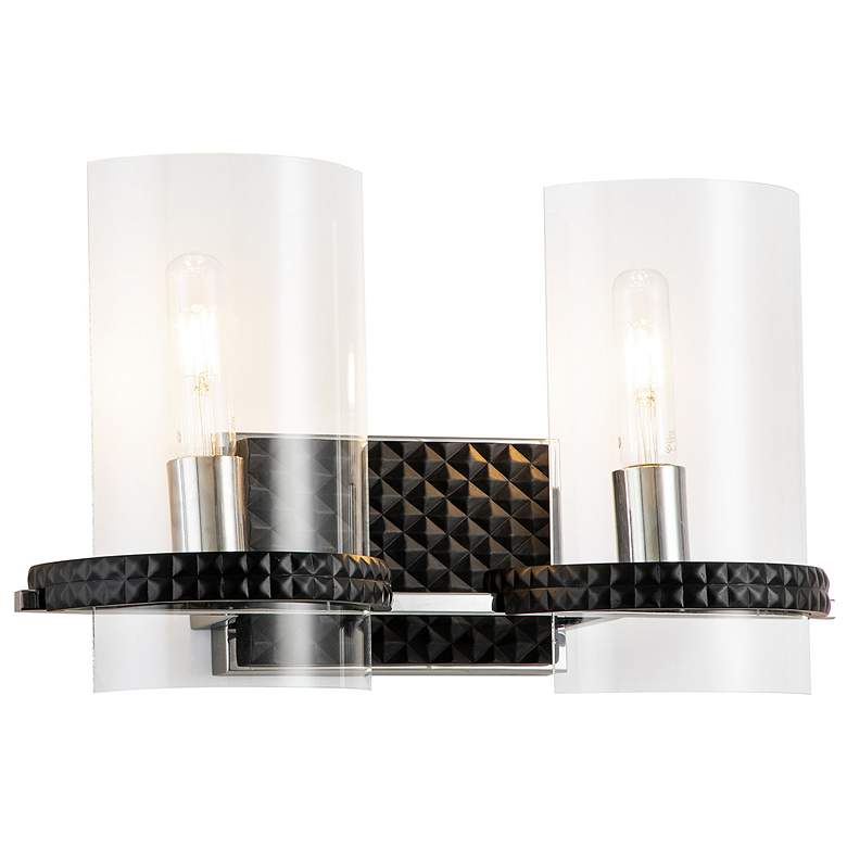 Image 1 Mazant 2 Light Bath Bar in Black and Chrome