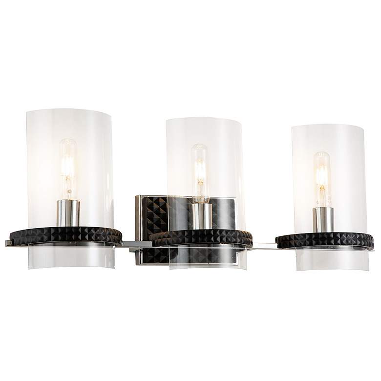 Image 1 Mazant 3 Light Bath Bar in Black and Chrome