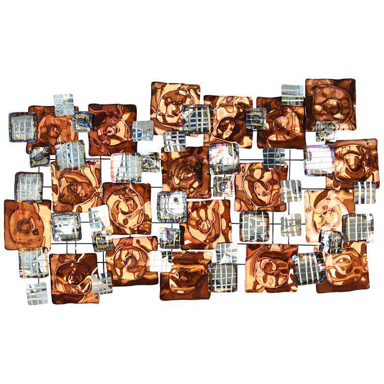 Image 3 Maze 49" Wide Orange Silver Etched Metal Wall Sculpture