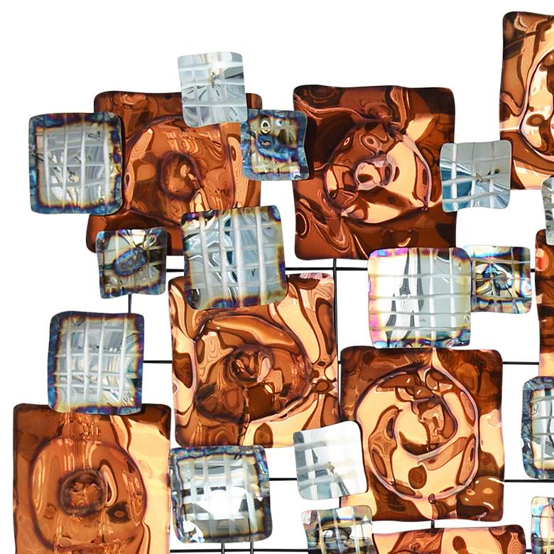 Image 4 Maze 49" Wide Orange Silver Etched Metal Wall Sculpture more views