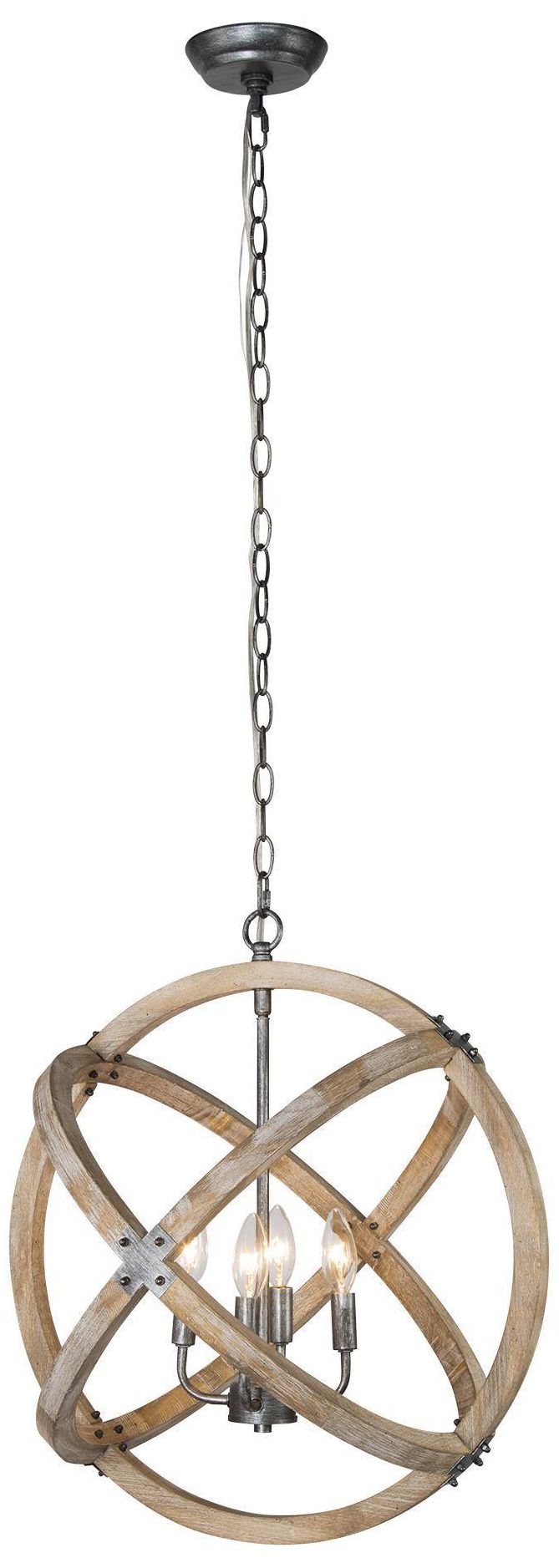 Image 2 Mazhar 20" Wide Wood 4-Light Globe Pendant more views