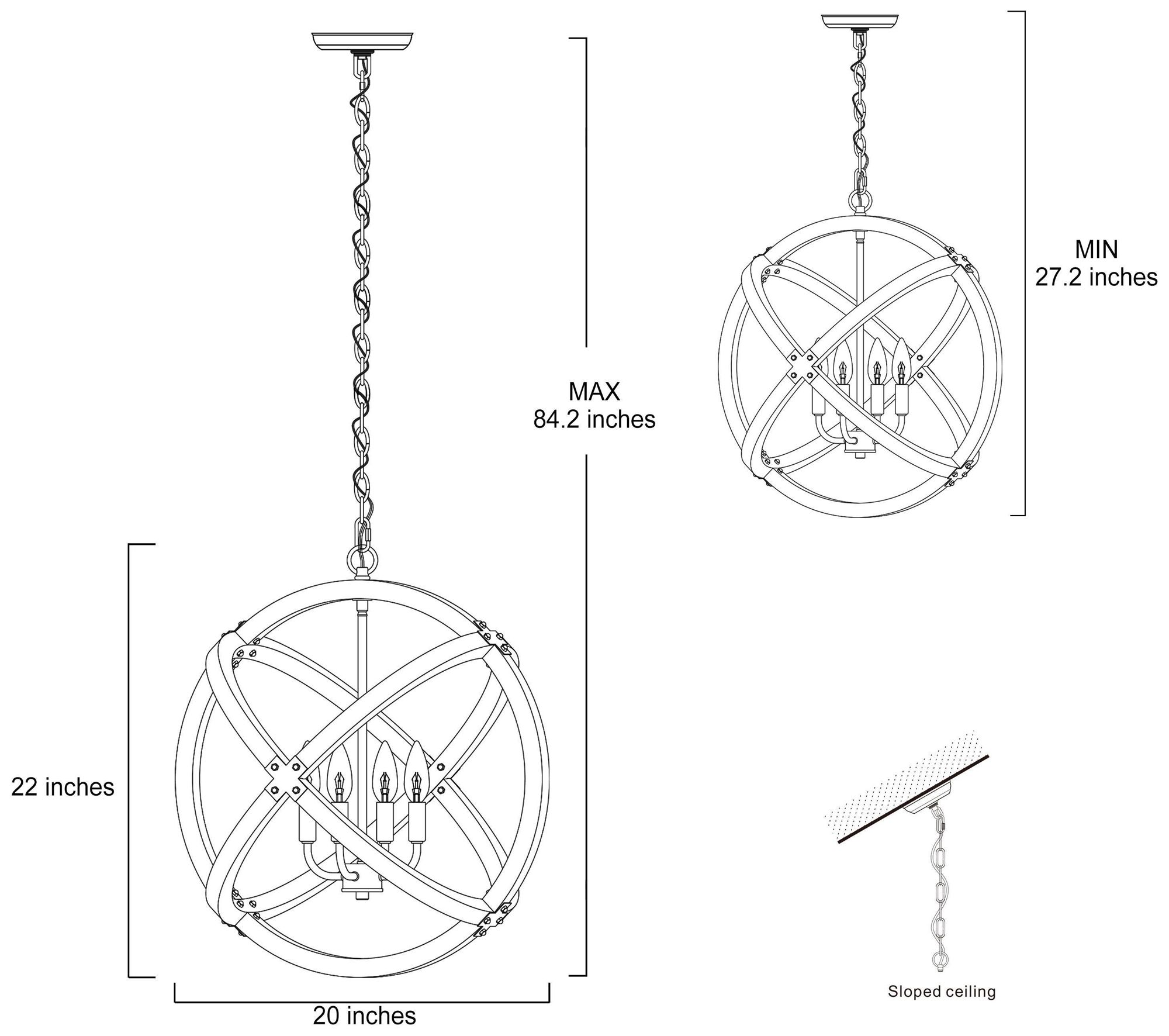 Mazhar 20" Wide Wood 4-Light Globe Pendant