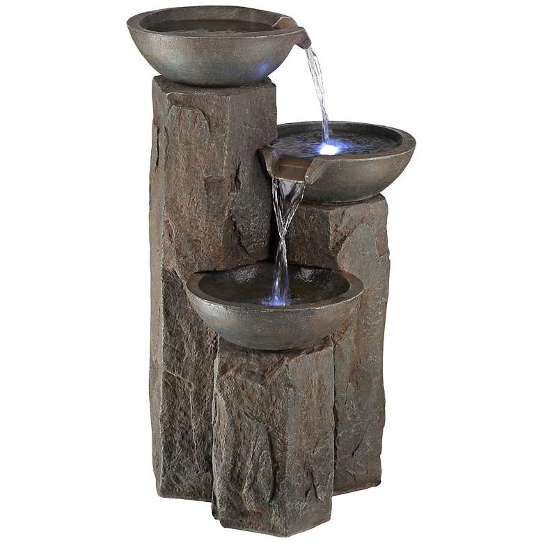 Image 1 Mazza Faux Stone Three-Tier Outdoor Floor Fountain