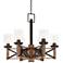 McBride 27 1/2" Wide Bronze and Wood 6-Light Chandelier
