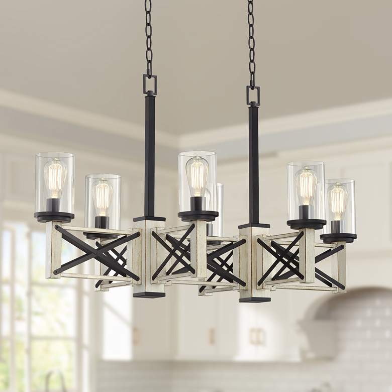 Image 1 McBride 39 1/2"W Rustic LED Kitchen Island Light Chandelier