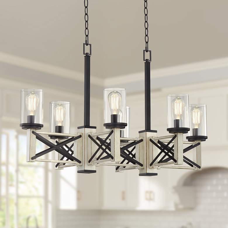 Image 1 McBride 39 1/2 inchW Rustic LED Kitchen Island Light Chandelier