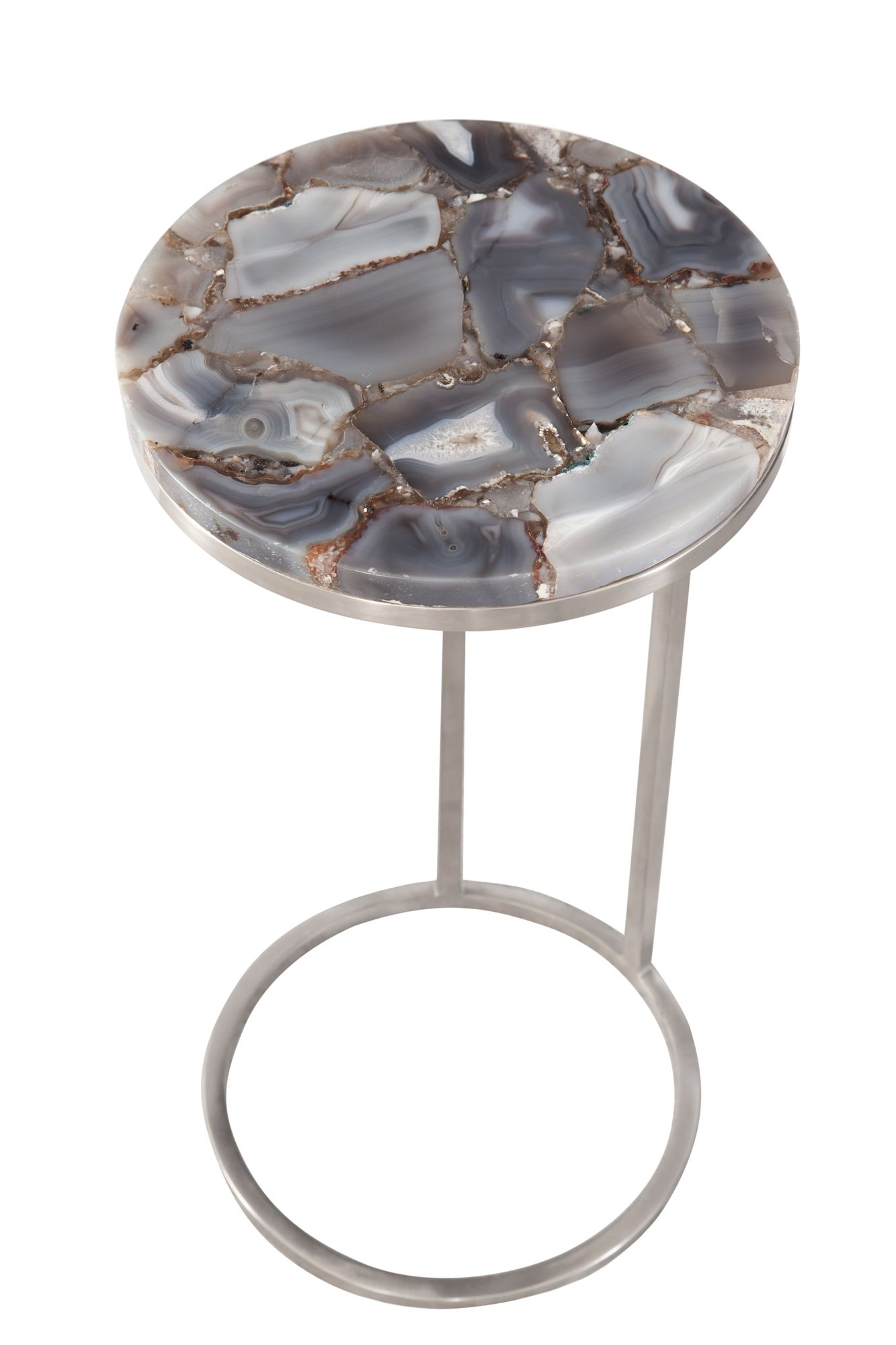 Image 2 McCoy 23" Brushed Nickel and Agate Accent Table more views