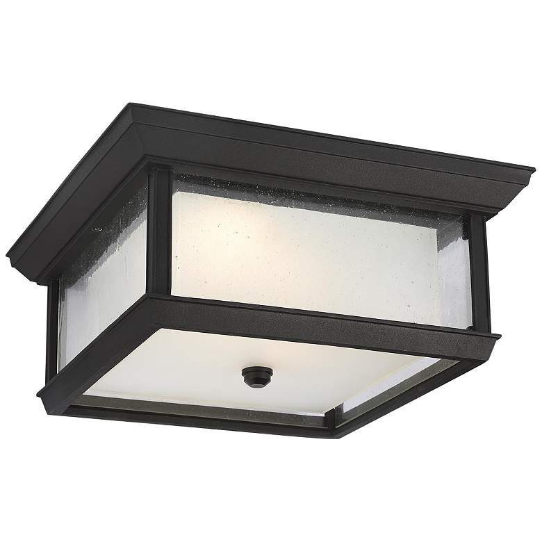 Image 2 McHenry 13 inch Wide Textured Black LED Outdoor Ceiling Light