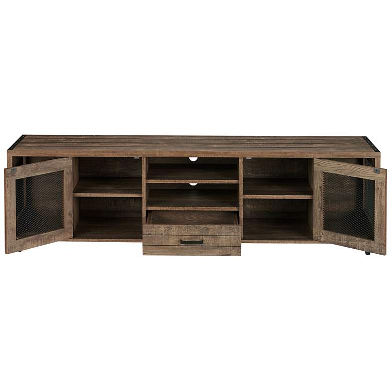 Image 4 McKearn 70 3/4 inch Wide Reclaimed Oak Wood 8-Shelf TV Stand more views