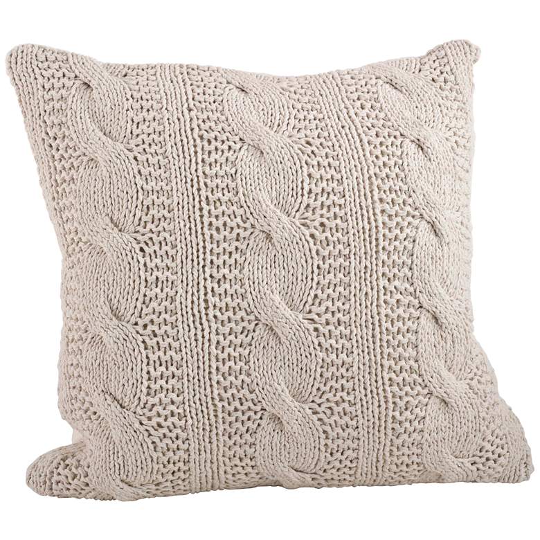 Image 1 McKenna Vanilla 20 inch Square Cable-Knit Cotton Throw Pillow