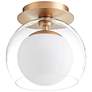1_McKenzie 8 3/4" Wide Aged Brass Globe Ceiling Light