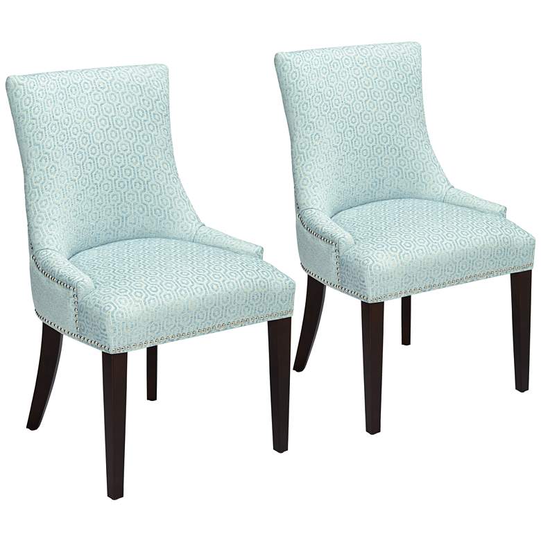 Image 1 Mckenzie Blue Geometric Chenille Chairs Set of 2
