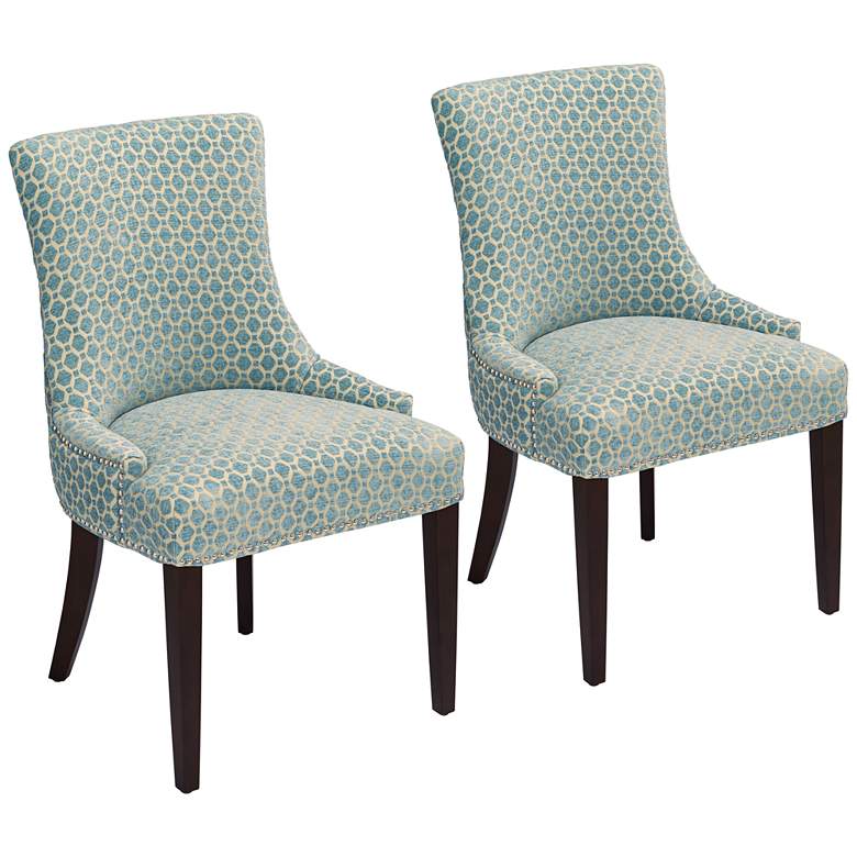 Image 1 Mckenzie Blue Seaglass Chenille Chairs Set of 2