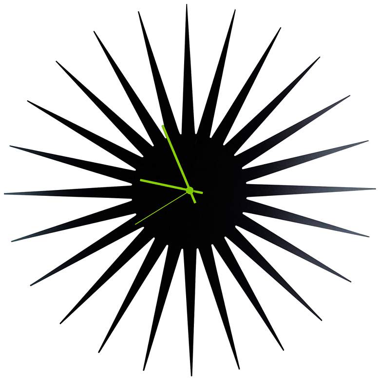 Image 1 MCM Black with Green 23 inch Round Starburst Wall Clock