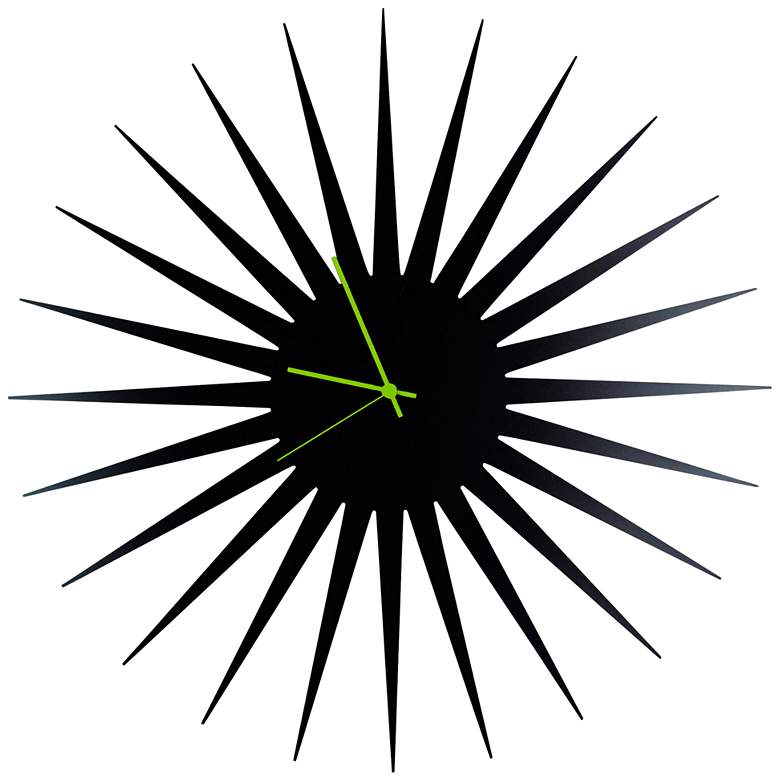 Image 1 MCM Black with Green 23" Round Starburst Wall Clock