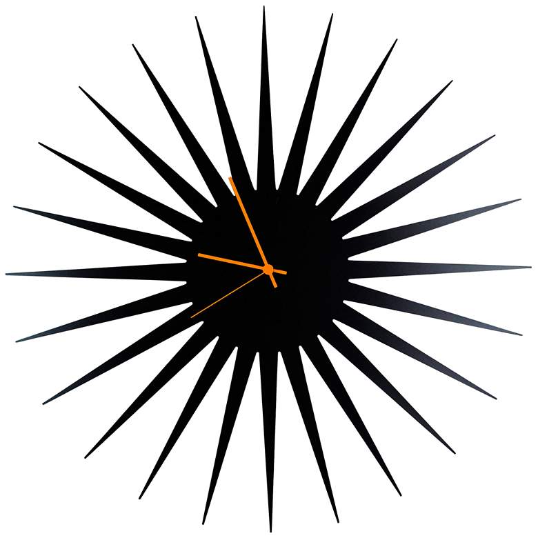 Image 1 MCM Black with Orange 23" Round Starburst Wall Clock