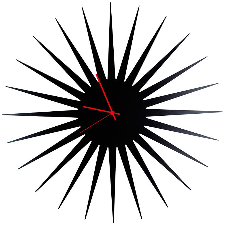 Image 1 MCM Black with Red 23 inch Round Starburst Wall Clock