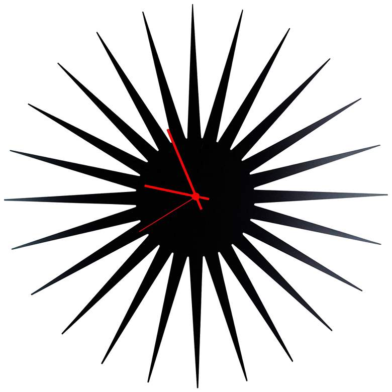 Image 1 MCM Black with Red 23" Round Starburst Wall Clock