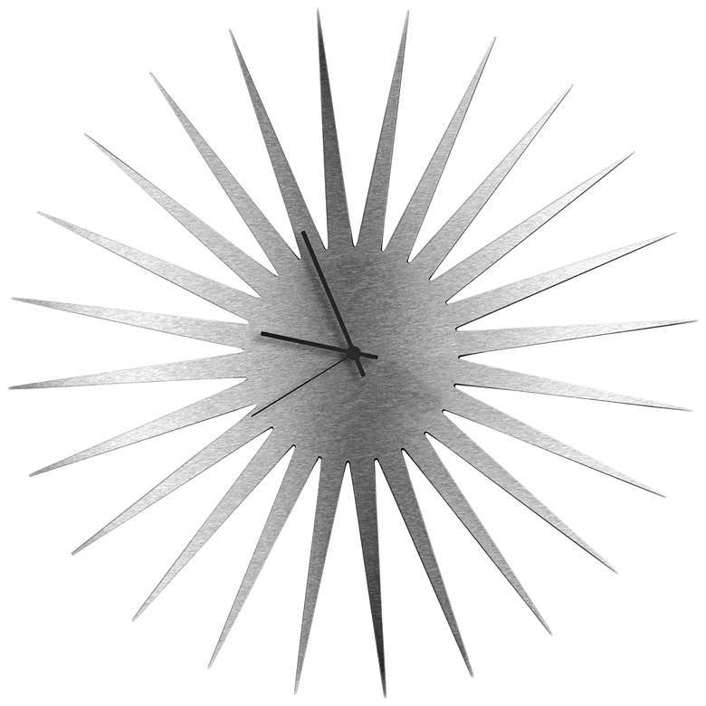 Image 1 MCM Silver with Black 23 inch Round Starburst Wall Clock