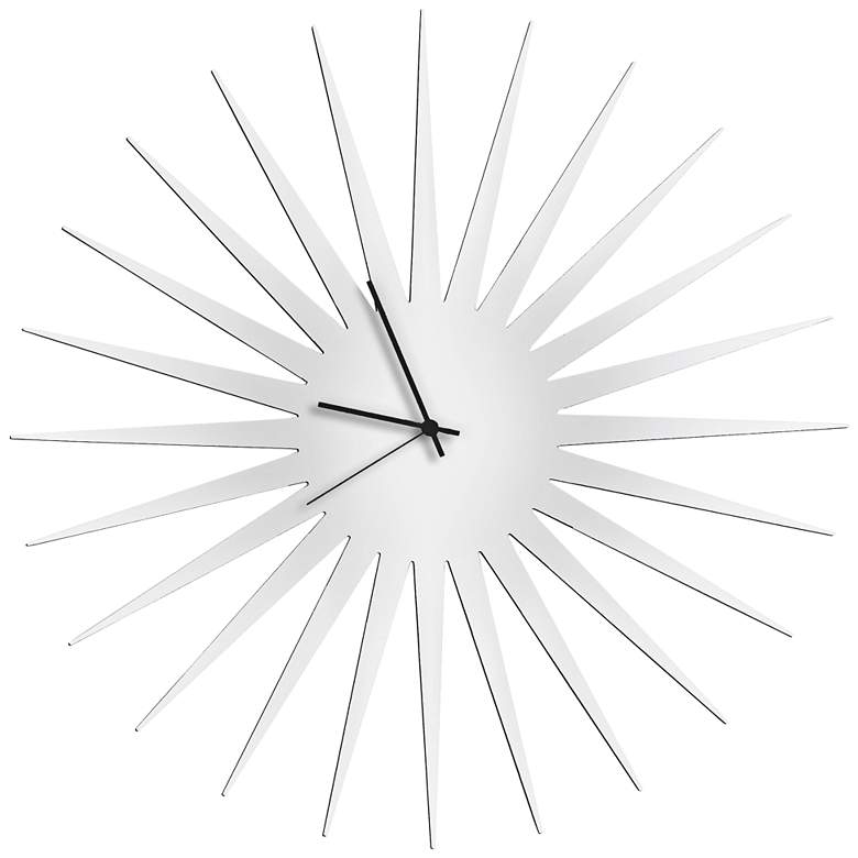 Image 1 MCM White with Black 23 inch Round Starburst Wall Clock