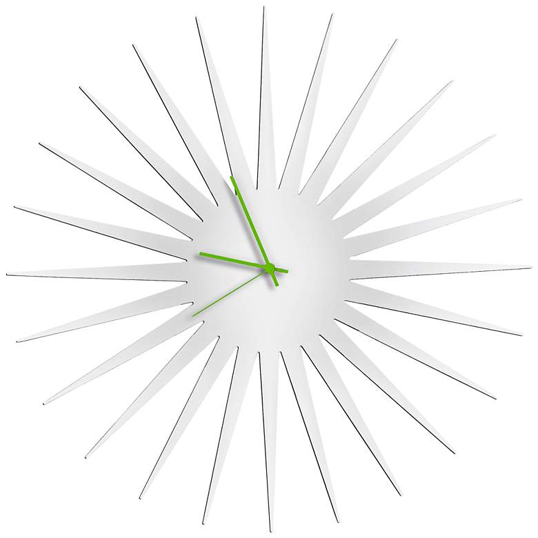 Image 1 MCM White with Green 23 inch Round Starburst Wall Clock
