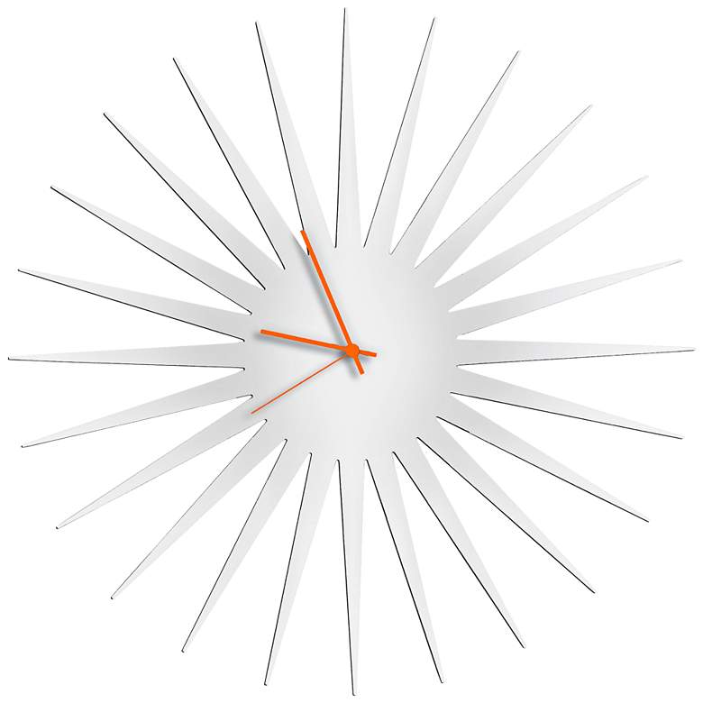 Image 1 MCM White with Orange 23" Round Starburst Wall Clock