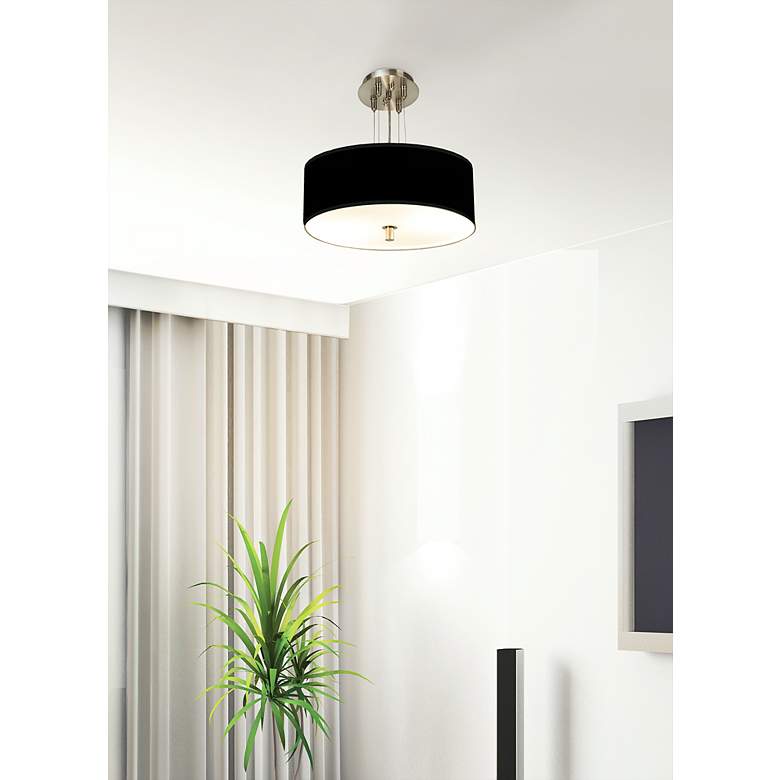 Image 1 Giclee Gallery 14 inch Wide All Black Modern Drum Ceiling Light in scene