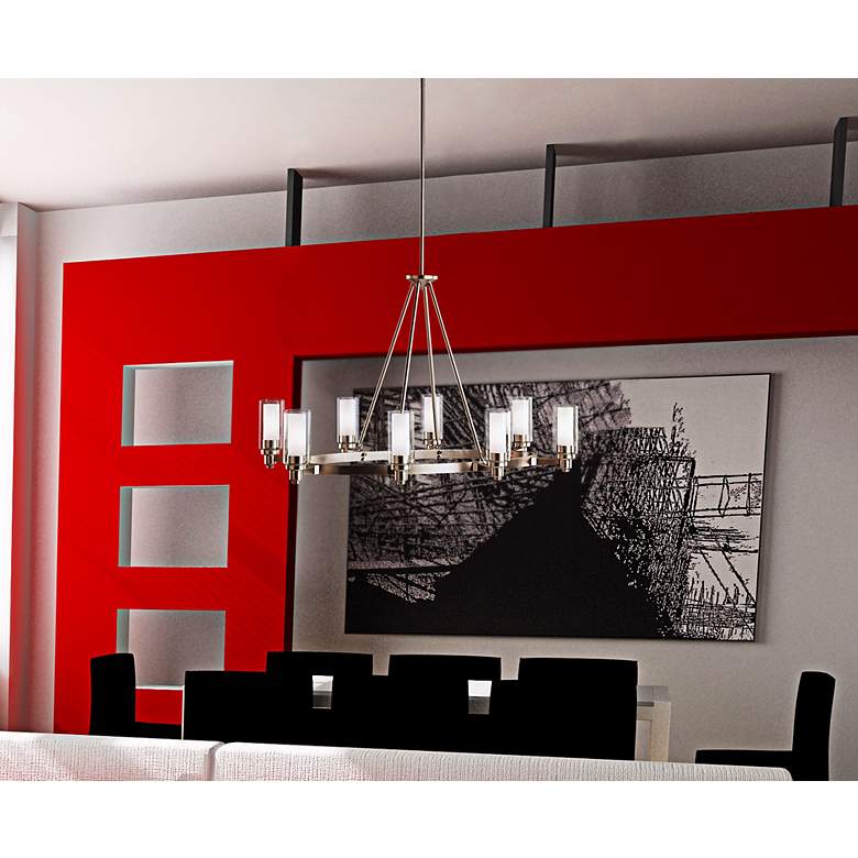 Image 1 Circolo Collection Nickel 35 1/2" Wide Oval Chandelier in scene