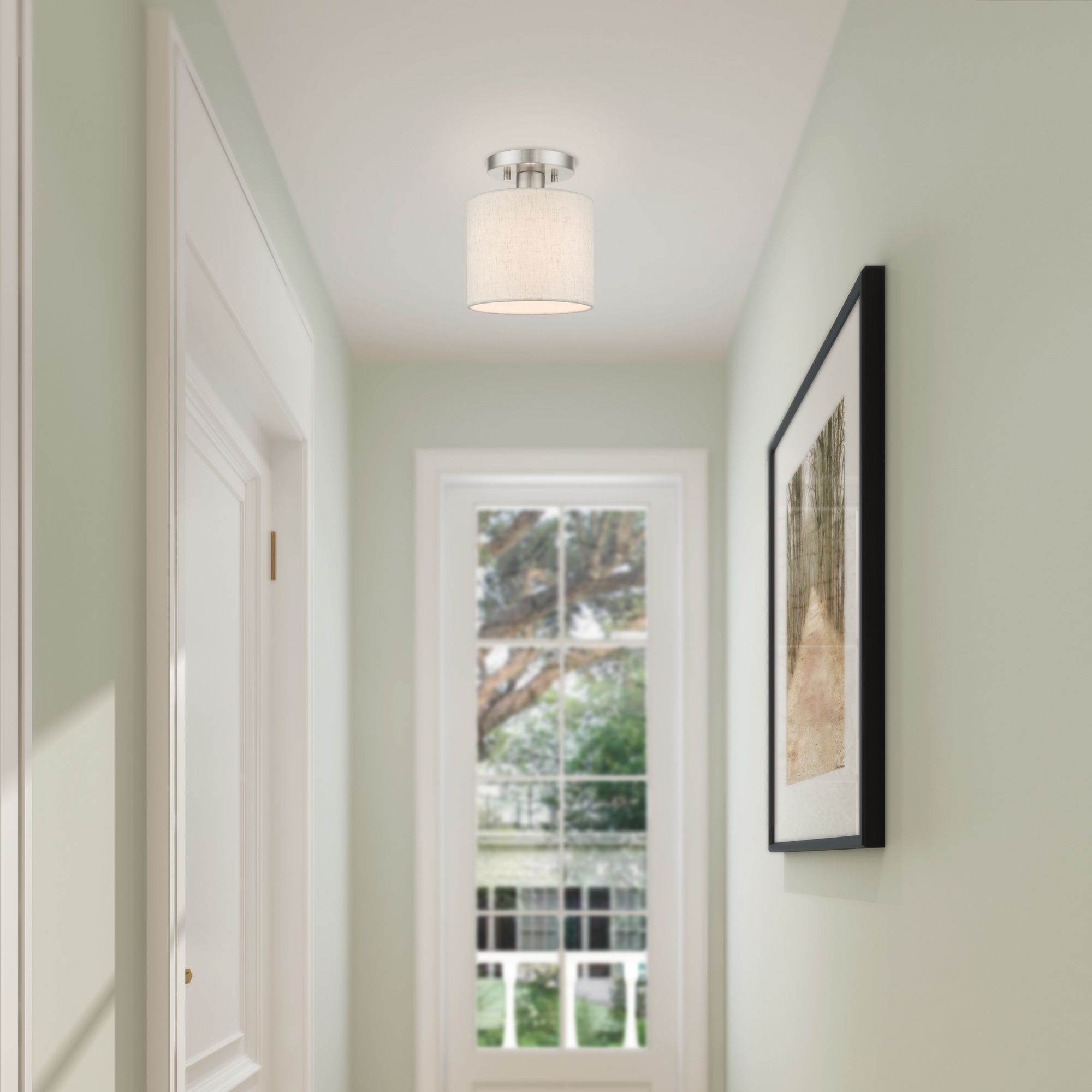 Meadow 1 Light Brushed Nickel Semi Flush