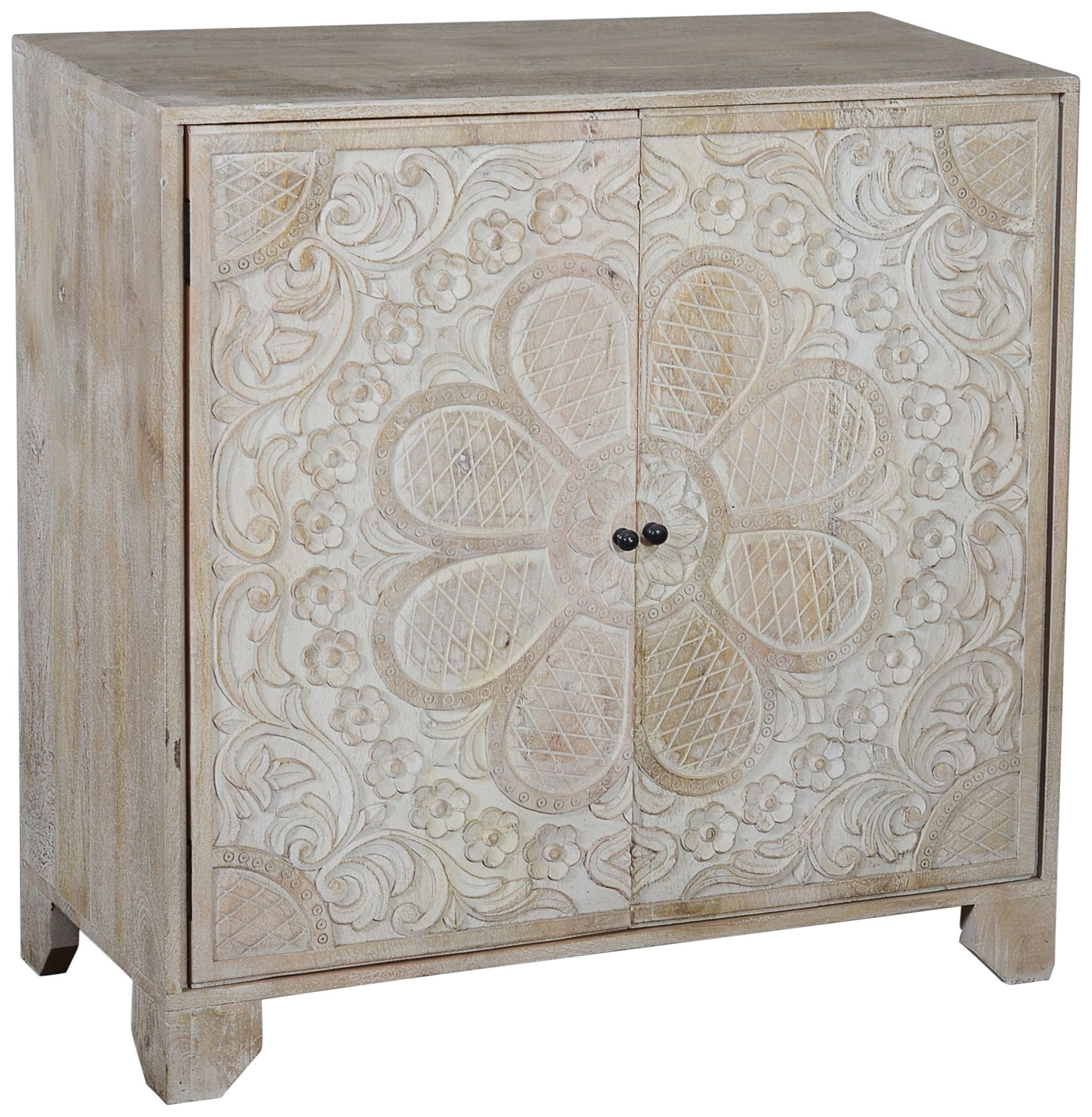 White washed deals accent cabinet