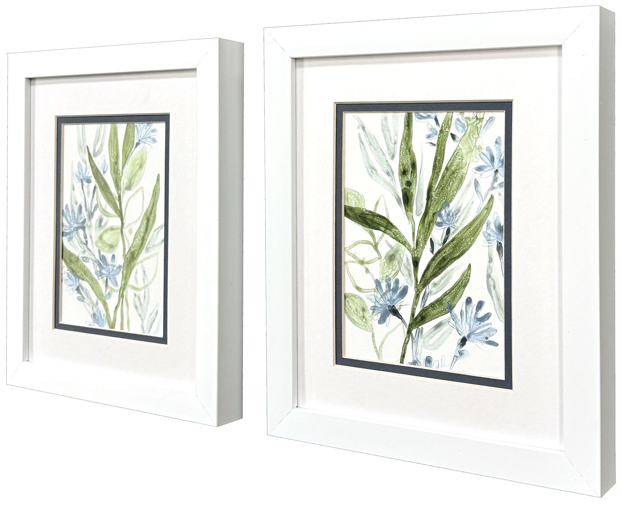 Image 2 Meadow Blues I 9"W x 11"H Coastal Framed Art Set of 2 more views