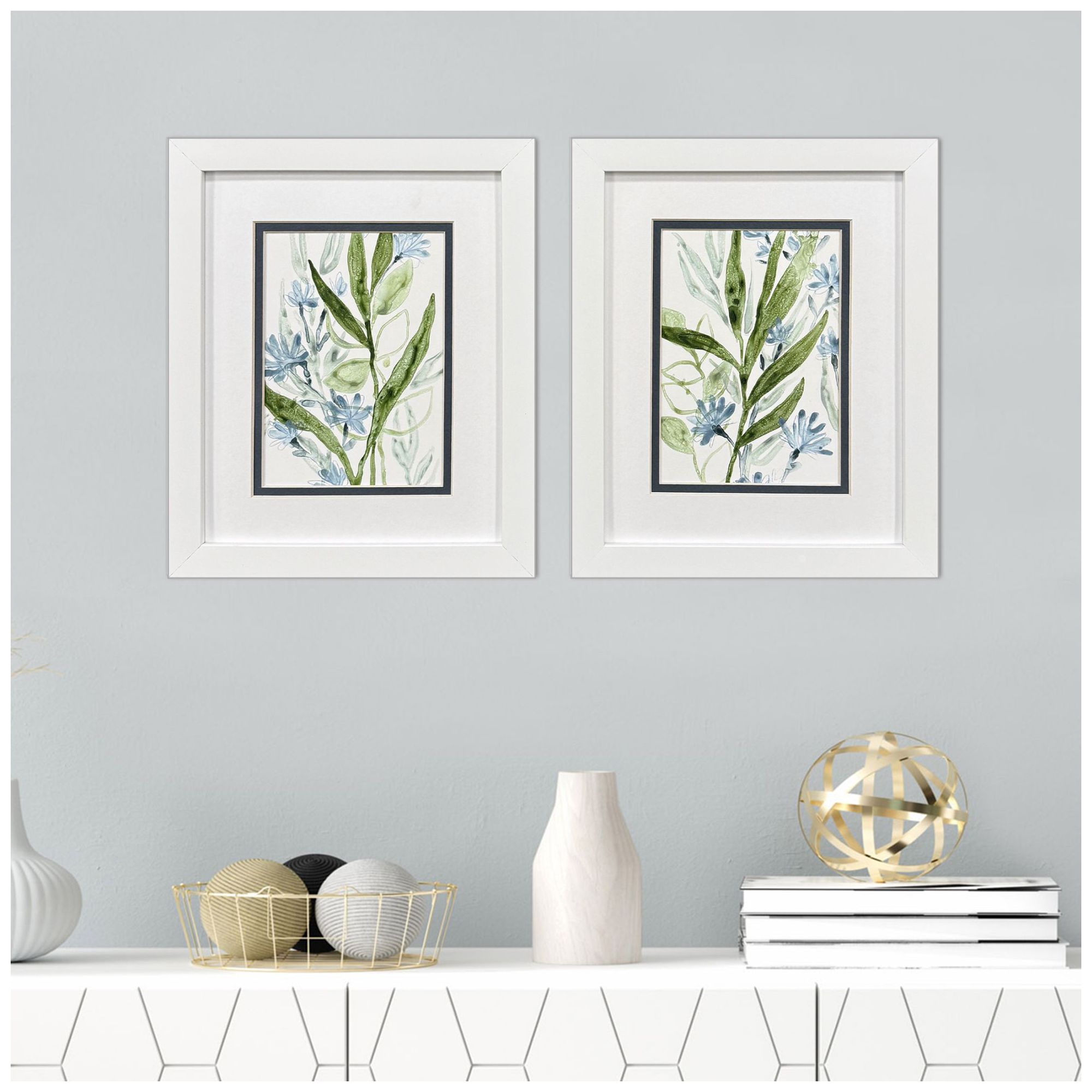 Image 4 Meadow Blues I 9"W x 11"H Coastal Framed Art Set of 2 more views