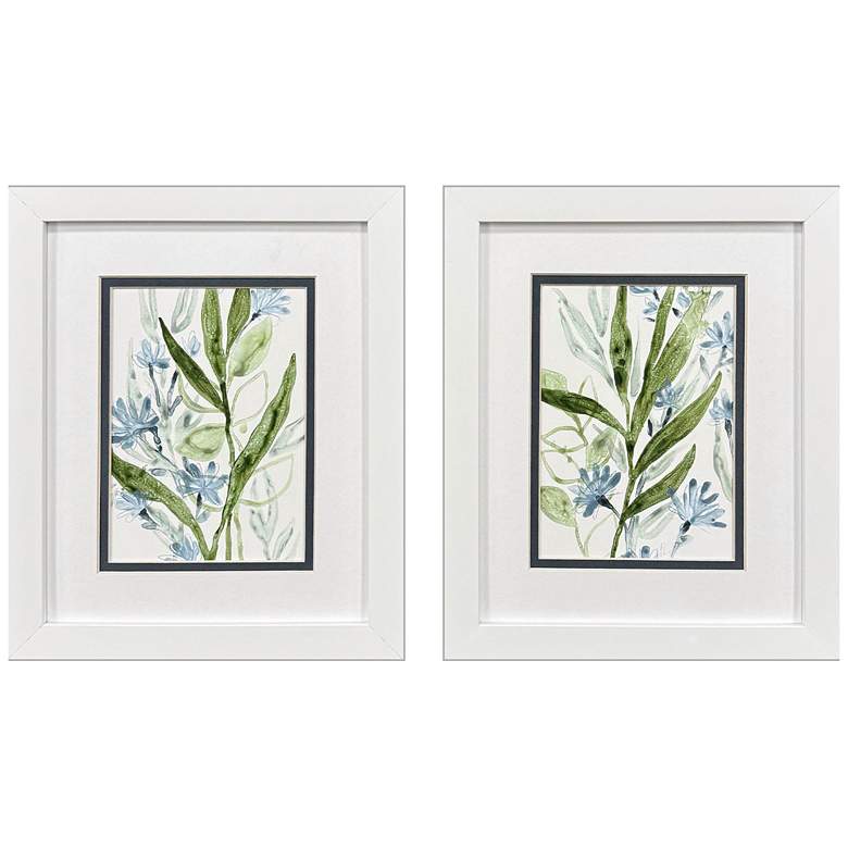 Image 1 Meadow Blues I 9"W x 11"H Coastal Framed Art Set of 2