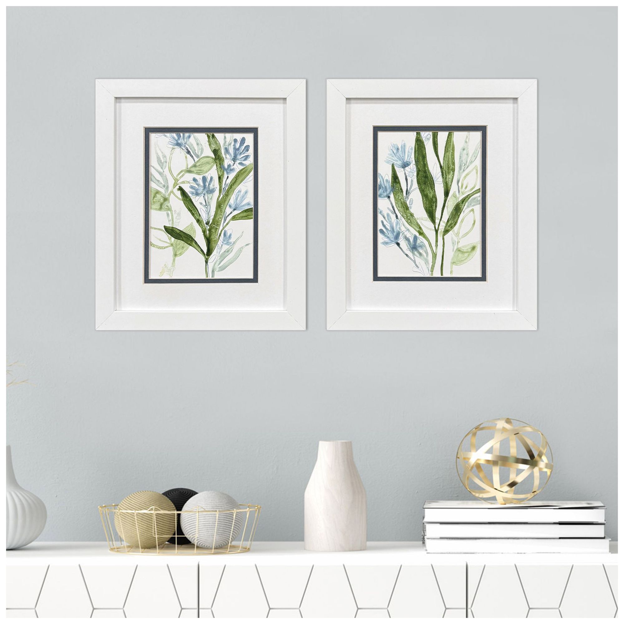 Image 4 Meadow Blues II 9"W x 11"H Coastal Framed Art Set of 2 more views