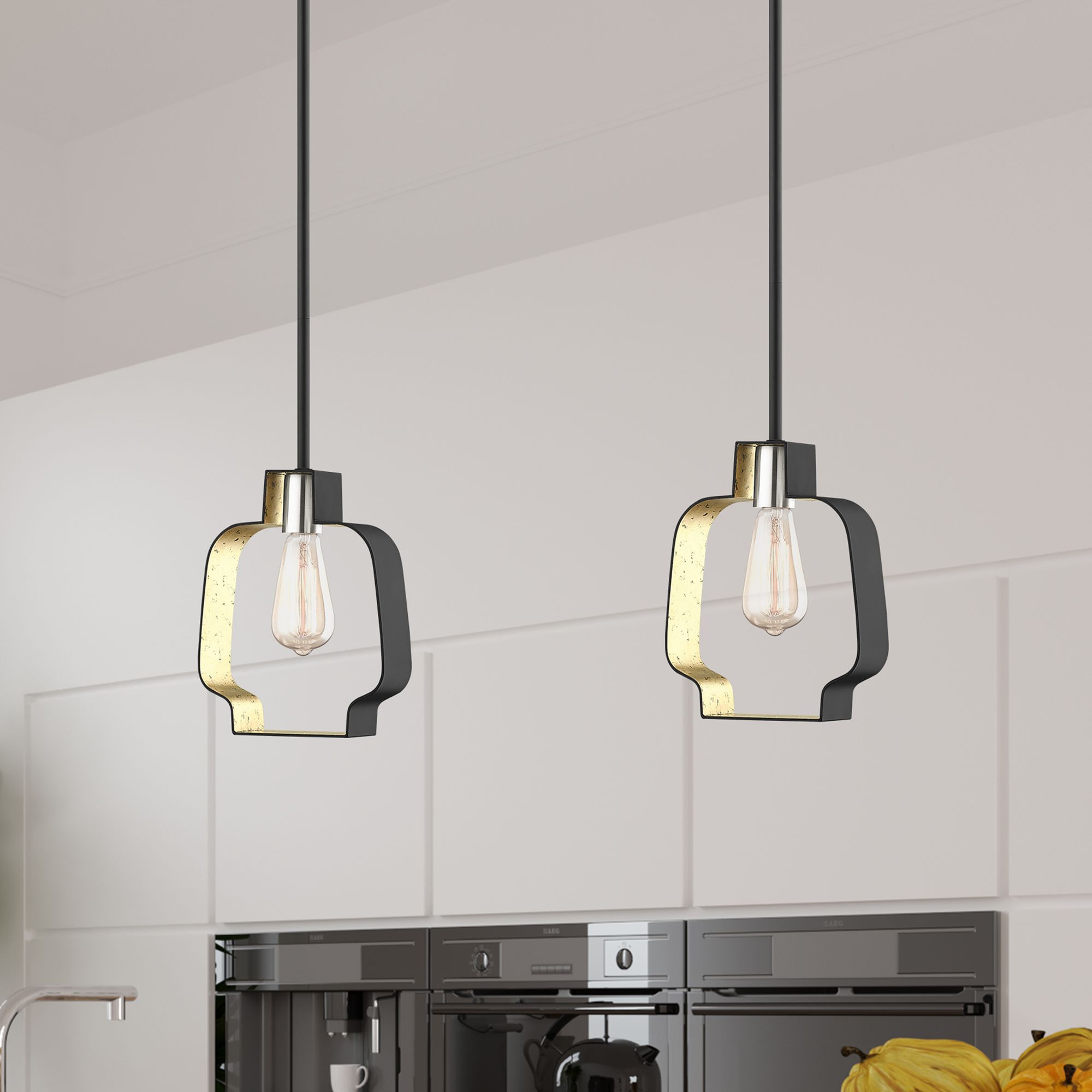 Meadowbrook 1 Light Black and Winter Gold Mini Pendant