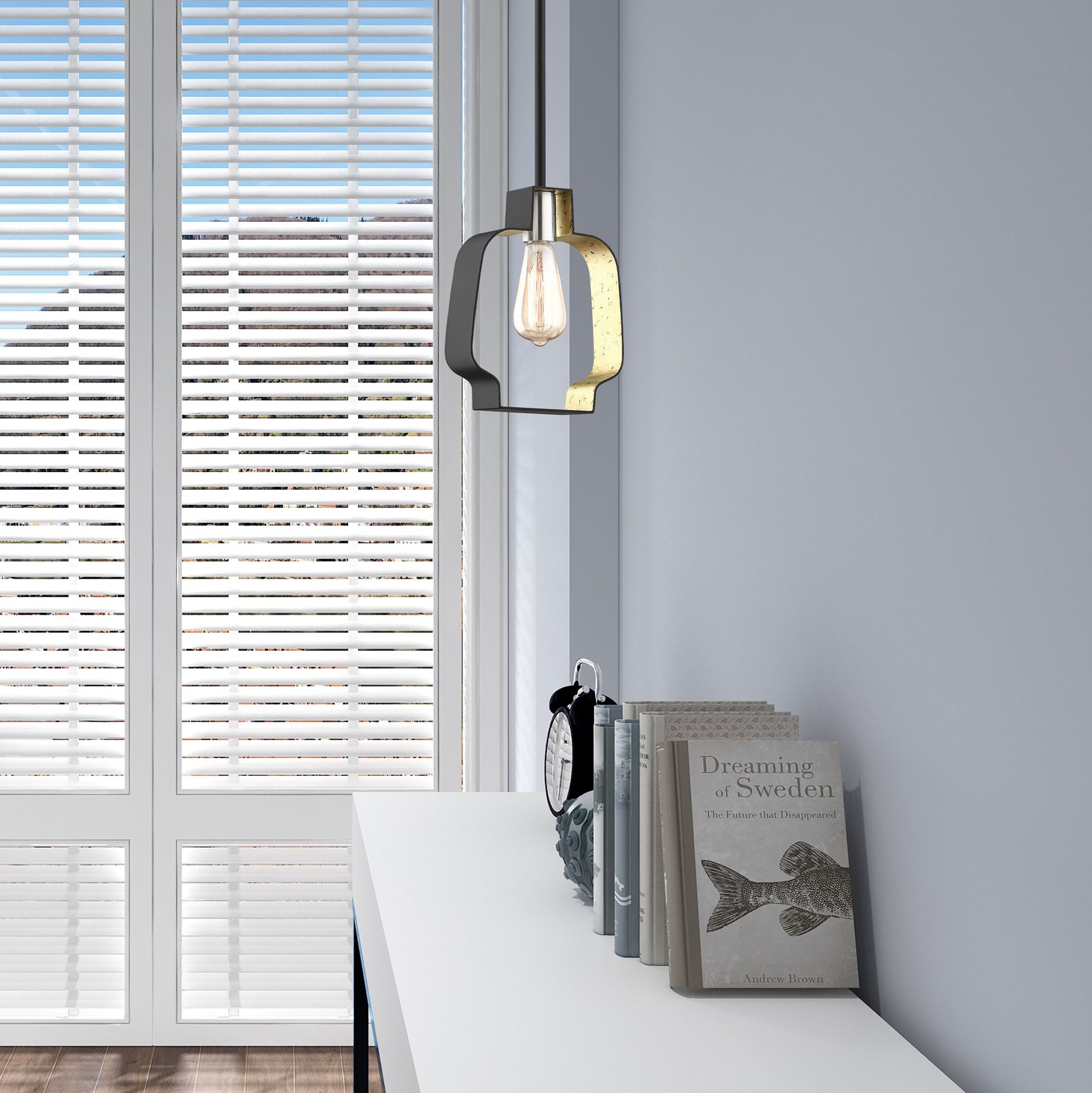 Meadowbrook 1 Light Black and Winter Gold Mini Pendant