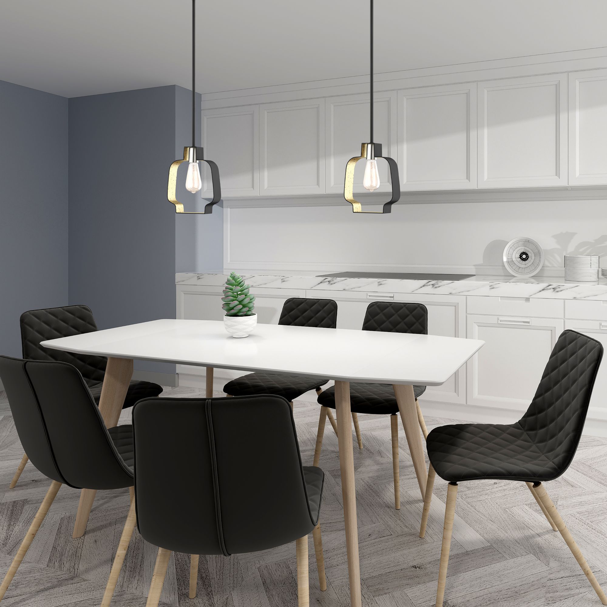 Meadowbrook 1 Light Black and Winter Gold Mini Pendant