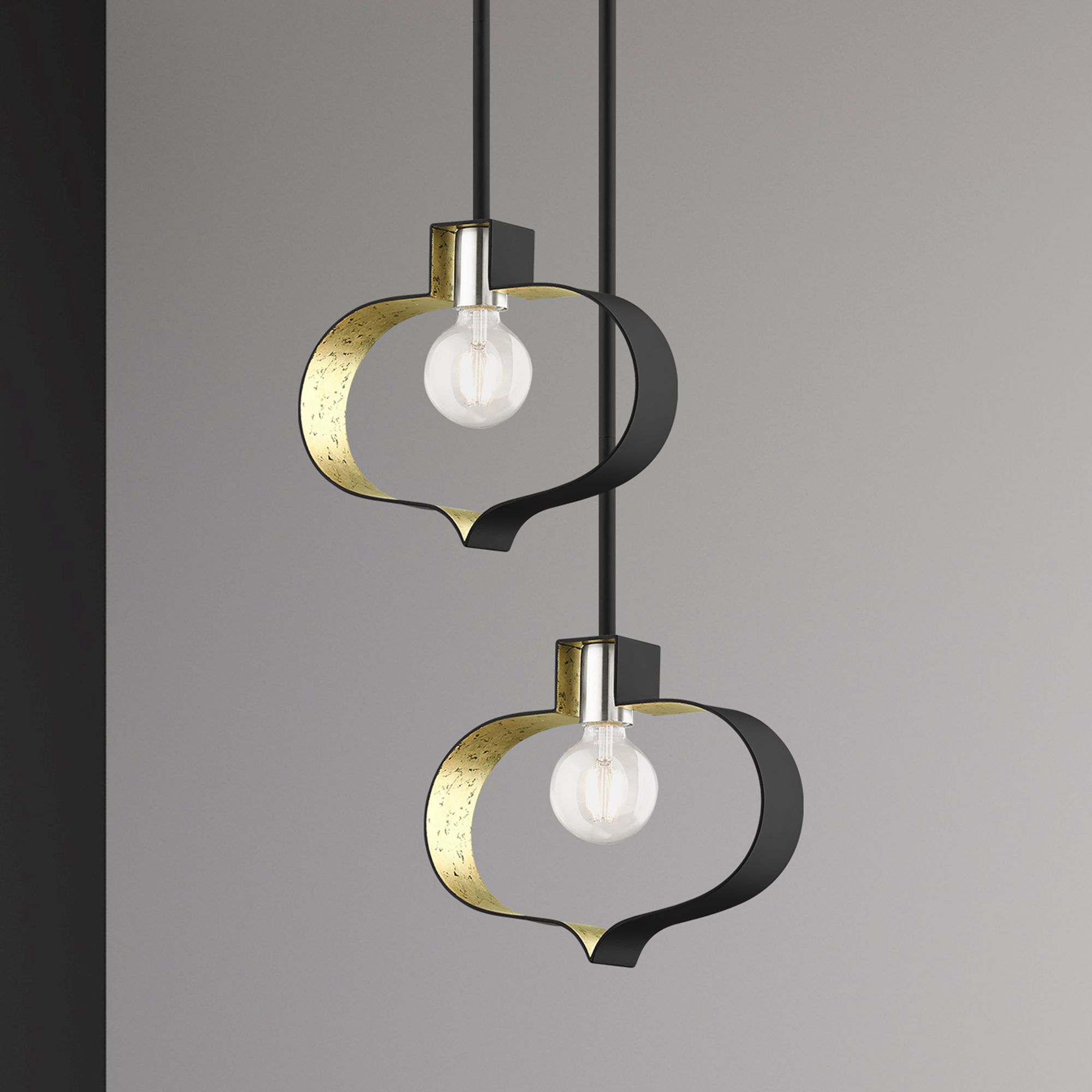 Meadowbrook 1 Light Black and Winter Gold Mini Pendant