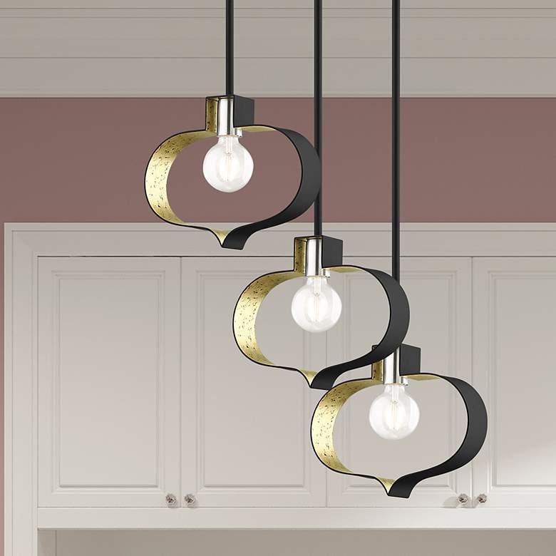 Image 7 Meadowbrook 1 Light Black and Winter Gold Mini Pendant more views