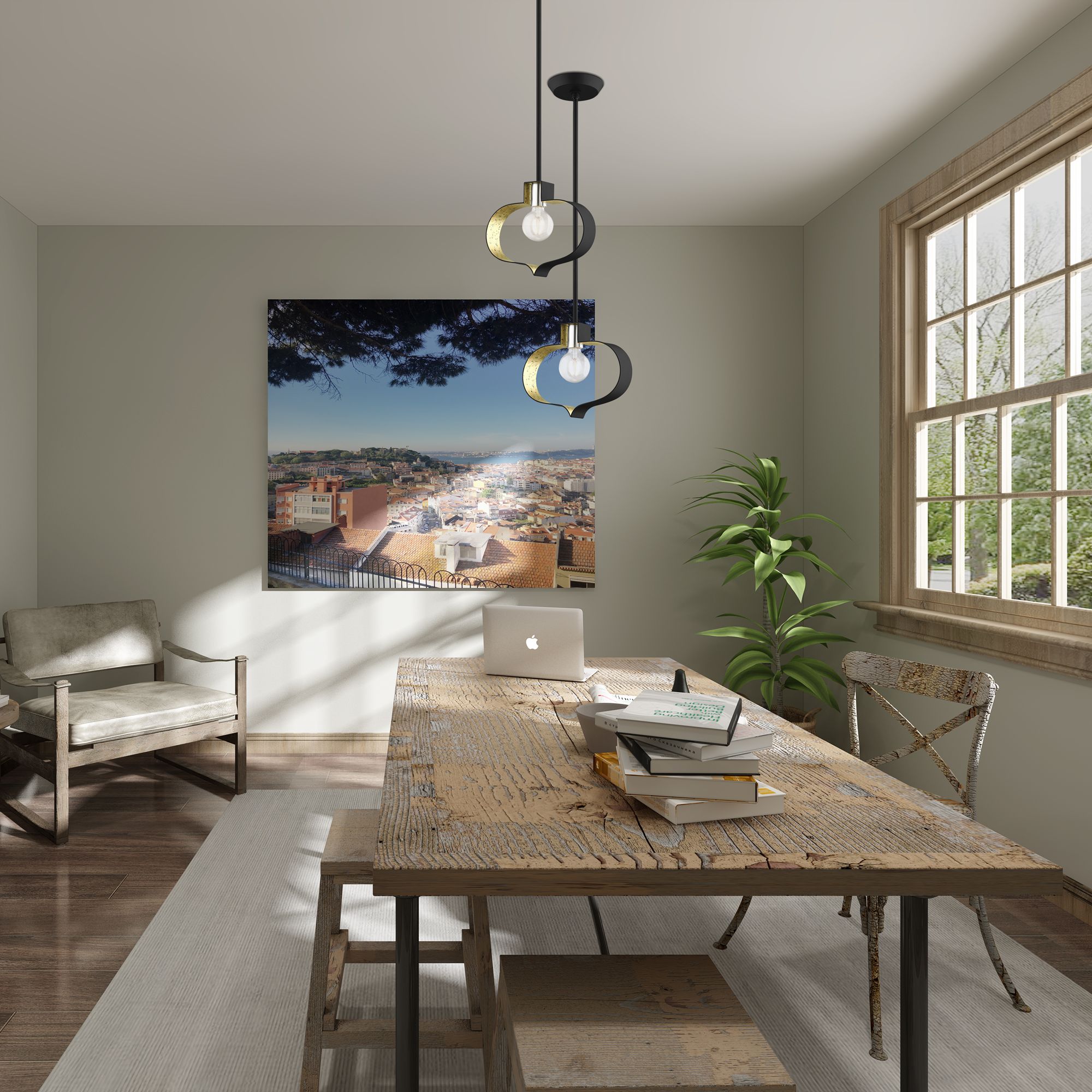 Meadowbrook 1 Light Black and Winter Gold Mini Pendant