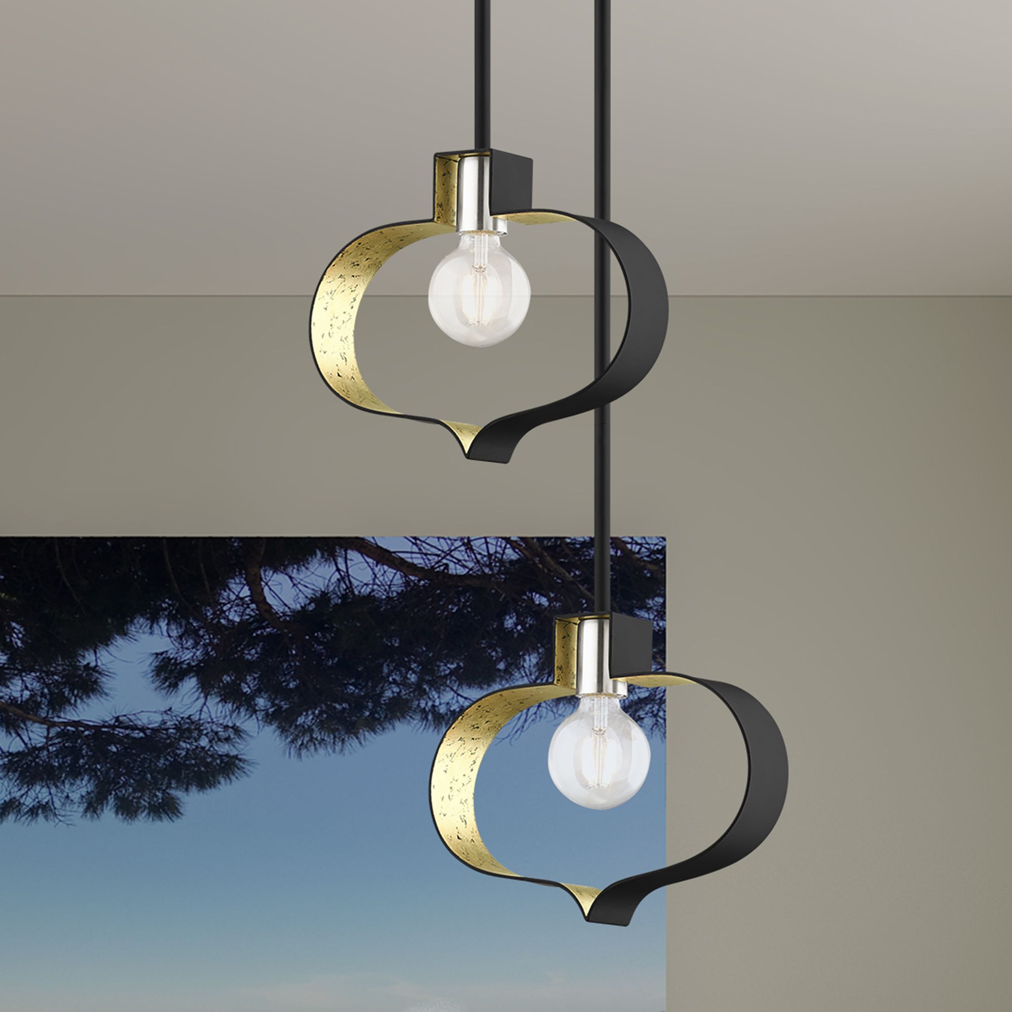 Meadowbrook 1 Light Black and Winter Gold Mini Pendant