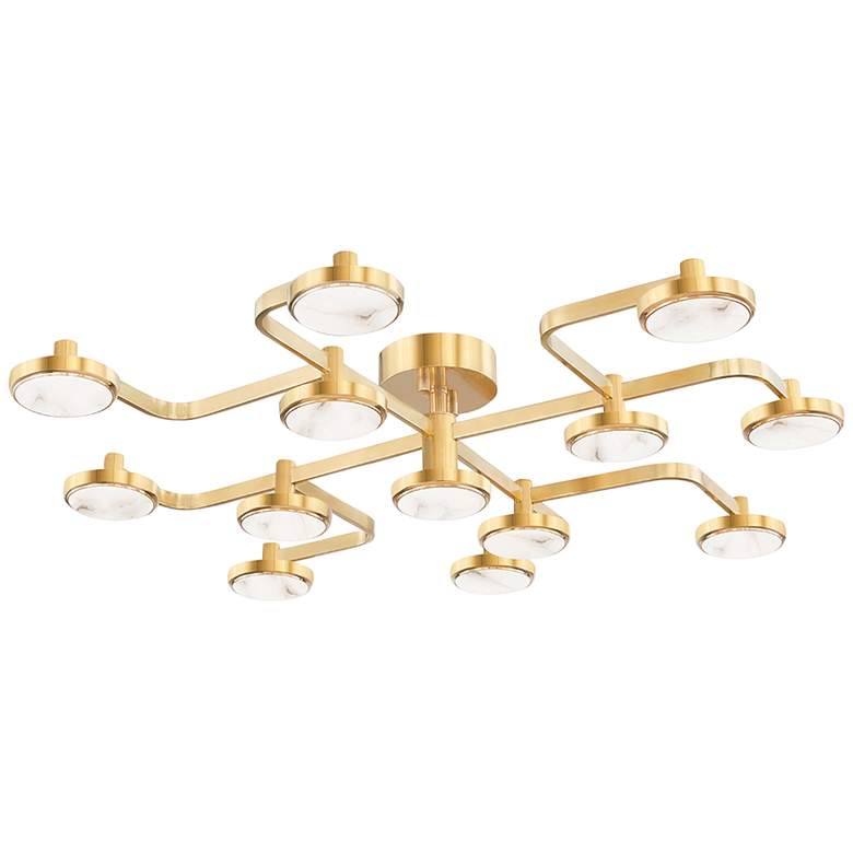 Image 2 Meander 43 1/4 inch Wide Aged Brass 13-Light LED Ceiling Light