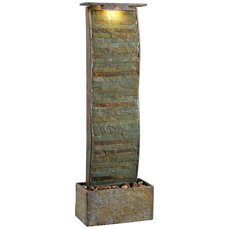 Image 1 Meander 48" High Slate Indoor/Outdoor LED Floor Fountain