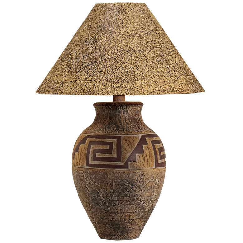 Image 2 Meander Pattern Handcrafted Rustic Western Southwest Style Table Lamp