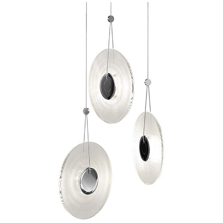 Image 1 Meclisse 18.5 inch Wide 3.Light Polished Chrome LED Pendant With Clear Gla